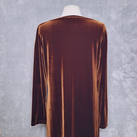 Vintage J JILL Chocolate Brown Long Sleeve Maxi Dress Size M *Tall Velour Velvet - Picture 8 of 10